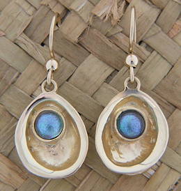 E6 Gold and Paua Pearl Earrings